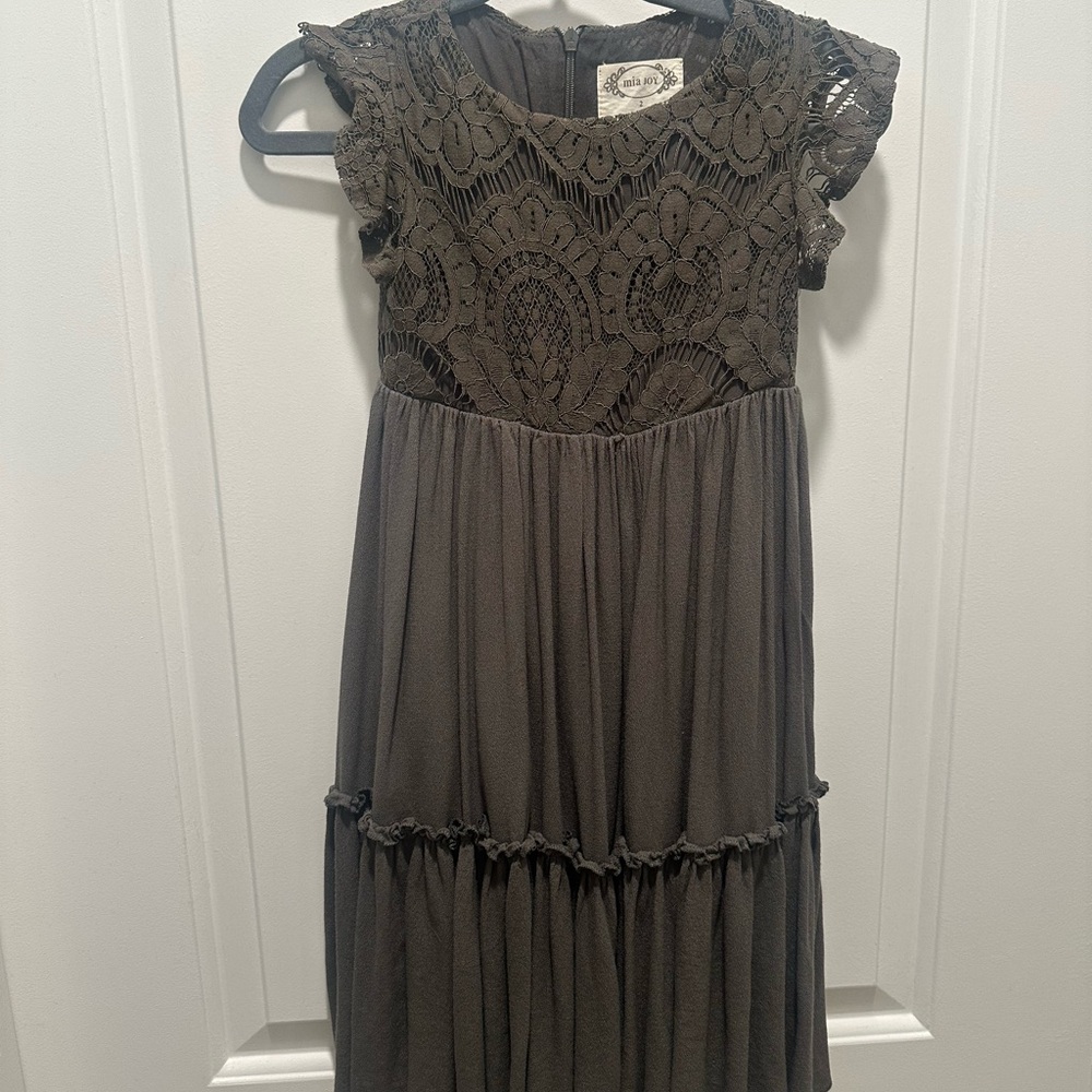 Joyfolie Elegant Lace Kids Dress in olive